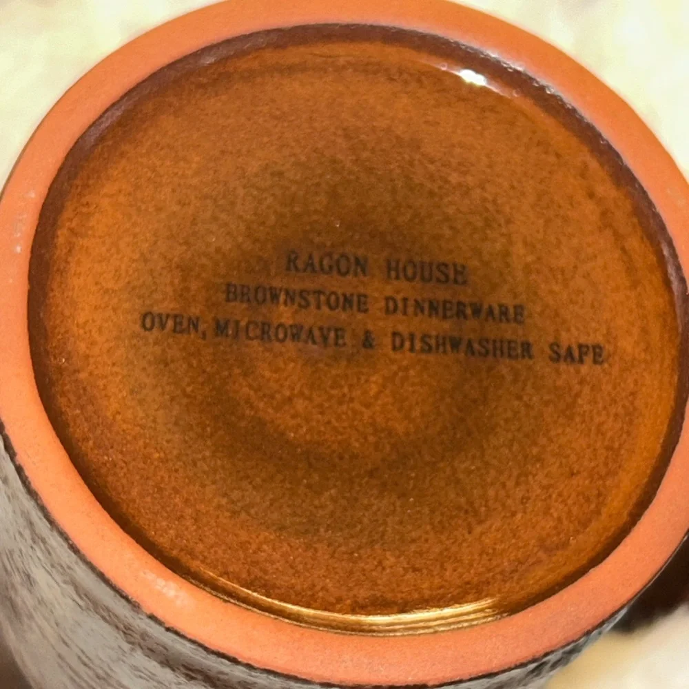 50%offw❤️ PRIMITIVE BROWNSTONE SUGAR AND CREAMER SET RAGON HOUSE vintage